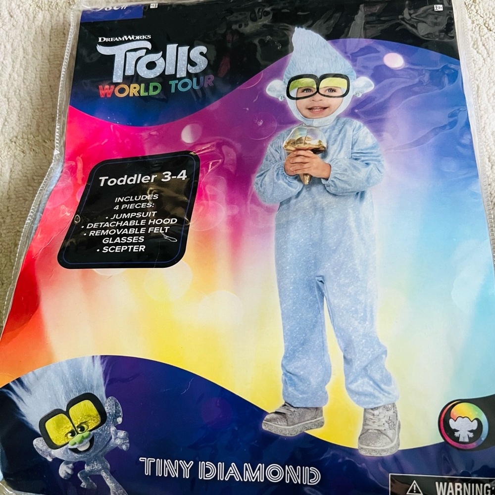 Trolls World Tour: Tiny Diamond Toddler 3-4 Costume - NEW